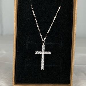 Sterling Silver CZ Cross Necklace